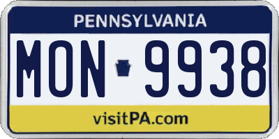 PA license plate MON9938