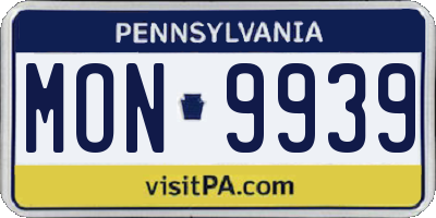 PA license plate MON9939