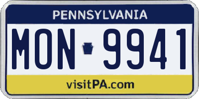 PA license plate MON9941