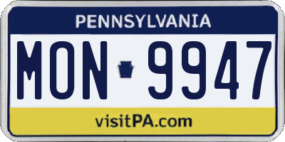 PA license plate MON9947