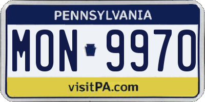 PA license plate MON9970
