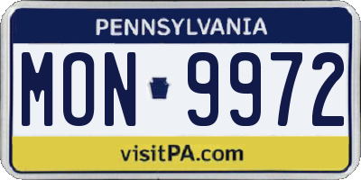 PA license plate MON9972