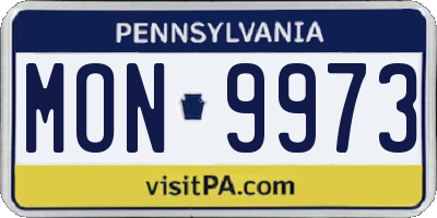 PA license plate MON9973