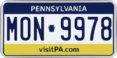 PA license plate MON9978