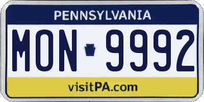 PA license plate MON9992