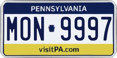 PA license plate MON9997