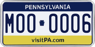 PA license plate MOO0006