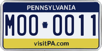 PA license plate MOO0011