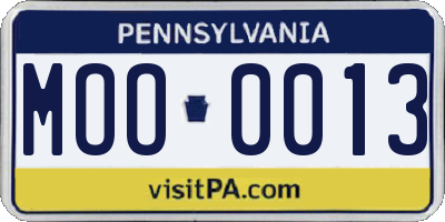 PA license plate MOO0013