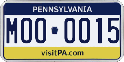 PA license plate MOO0015