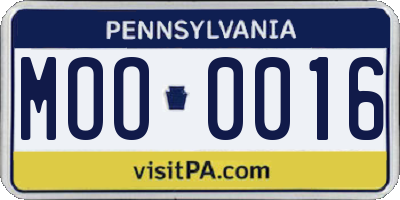 PA license plate MOO0016