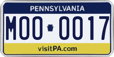 PA license plate MOO0017