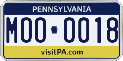 PA license plate MOO0018