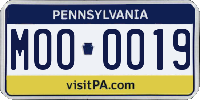 PA license plate MOO0019