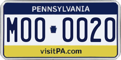 PA license plate MOO0020