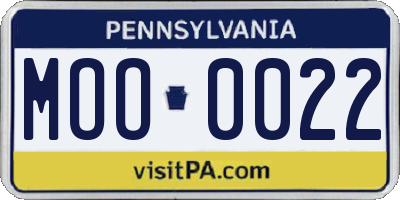 PA license plate MOO0022