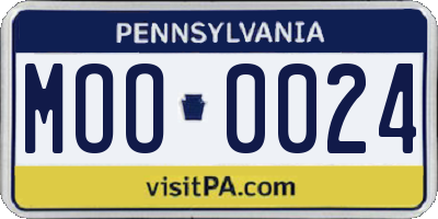 PA license plate MOO0024