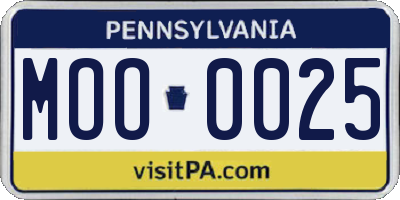 PA license plate MOO0025