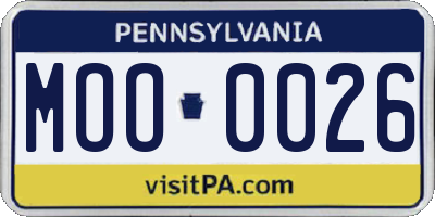PA license plate MOO0026