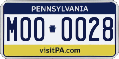 PA license plate MOO0028