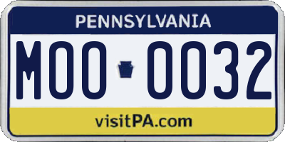 PA license plate MOO0032