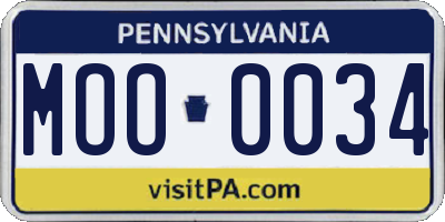 PA license plate MOO0034