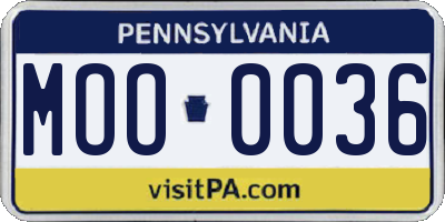 PA license plate MOO0036