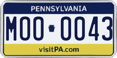 PA license plate MOO0043