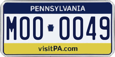PA license plate MOO0049