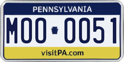 PA license plate MOO0051