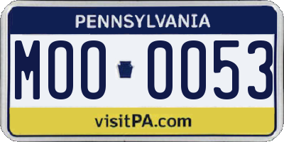 PA license plate MOO0053
