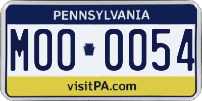 PA license plate MOO0054