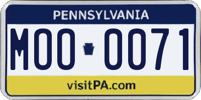 PA license plate MOO0071