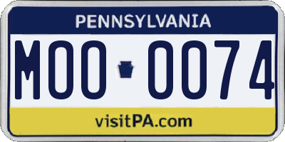 PA license plate MOO0074