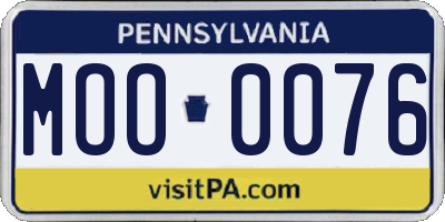 PA license plate MOO0076
