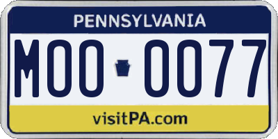 PA license plate MOO0077