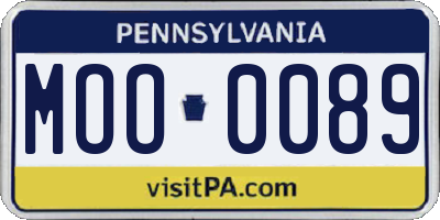PA license plate MOO0089