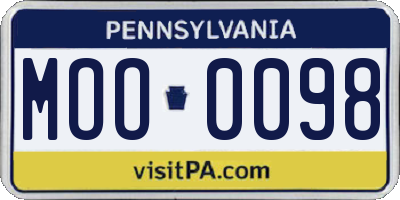 PA license plate MOO0098