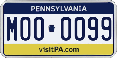PA license plate MOO0099
