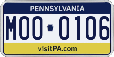 PA license plate MOO0106