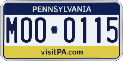 PA license plate MOO0115