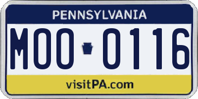 PA license plate MOO0116