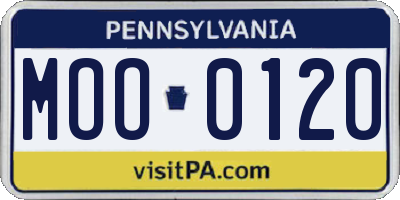 PA license plate MOO0120