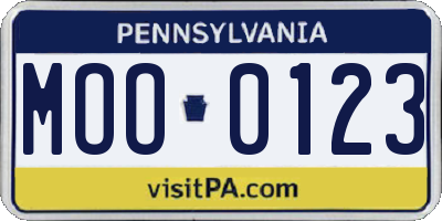 PA license plate MOO0123