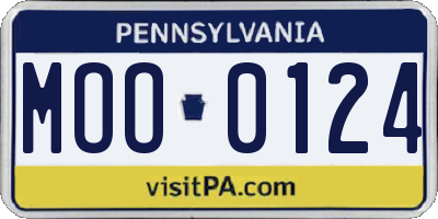 PA license plate MOO0124
