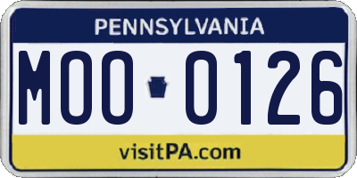 PA license plate MOO0126