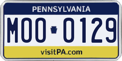 PA license plate MOO0129