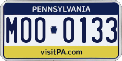 PA license plate MOO0133
