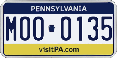 PA license plate MOO0135