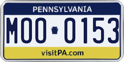 PA license plate MOO0153